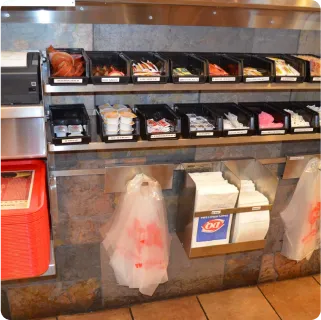 Dairy Queen condiment and napkin station